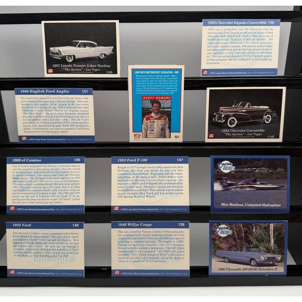 1992 Lime Rock Dream Machines Trading Card Lot Jaguar Chevy Ford Hot Rods 11pc